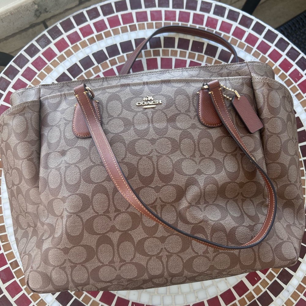Coach Baby Bag Brown Signature Large Tote Bag